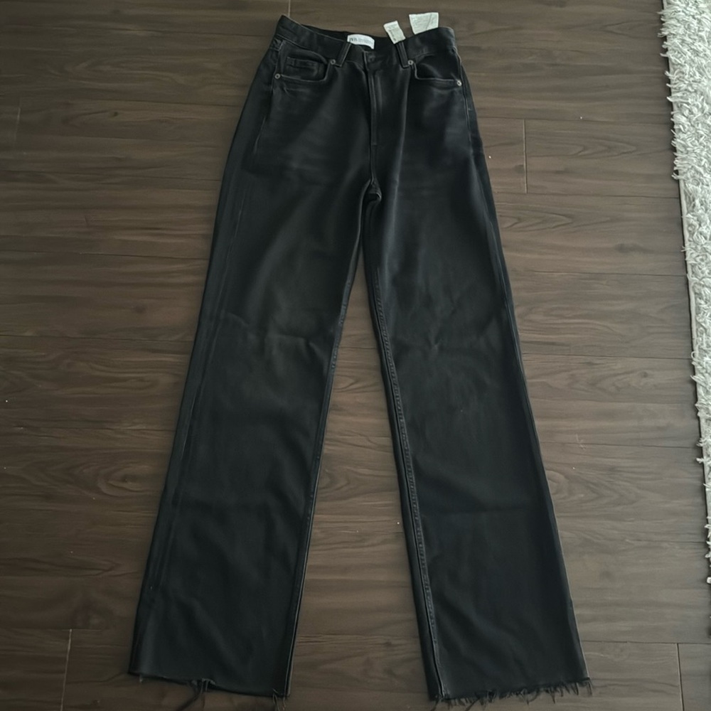 Zara TRF Wide Leg Raw Hem Jeans